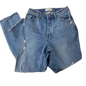 ABERCROMBIE & FITCH Curve Love Jean Dad High Rise 27 Long Distressed 90s Revival